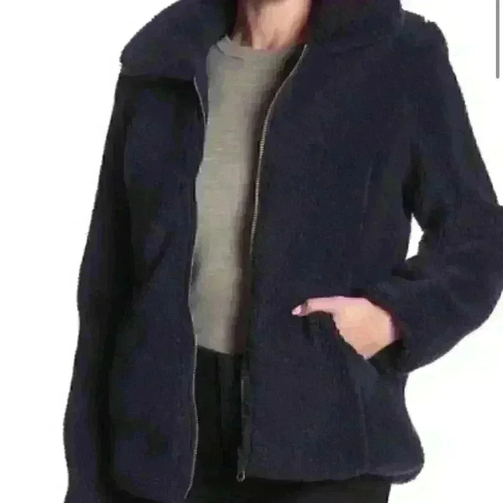 Sebby Collection Navy Blue Teddy Jacket - Picture 2 of 7